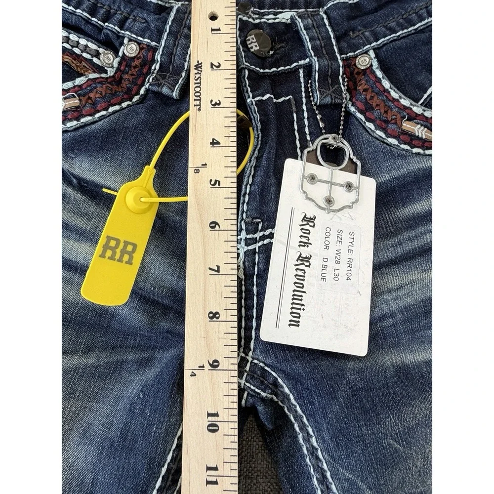 NWT Rock Revolution RR Straight Fit Jeans Men's 28x30 Dark Wash Denim